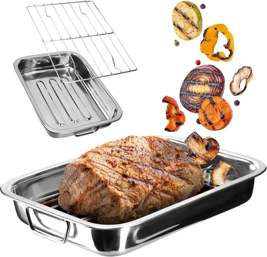 RVS Braadvorm met Rooster voor Oven Gezond en Snel Bakken