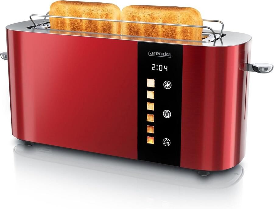 RVS Broodrooster met Lange Sleuf 2 Broodjes Touchscreen Bediening en 6 Bruiningsstanden