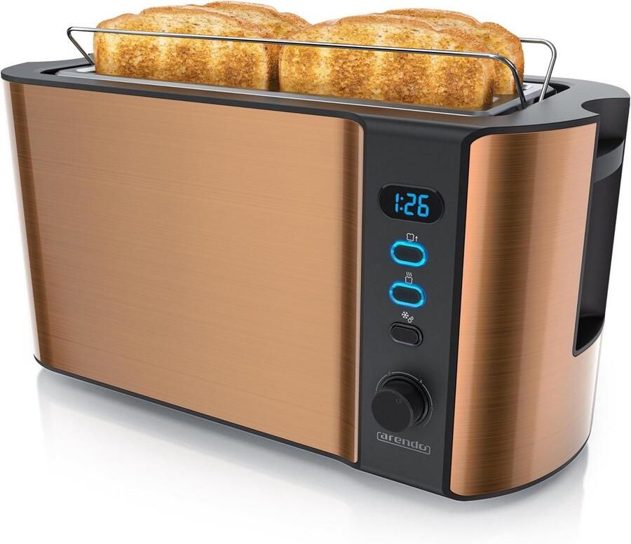 RVS Broodrooster met Lange Sleuf voor 4 Sneden en Broodjesopzetstuk