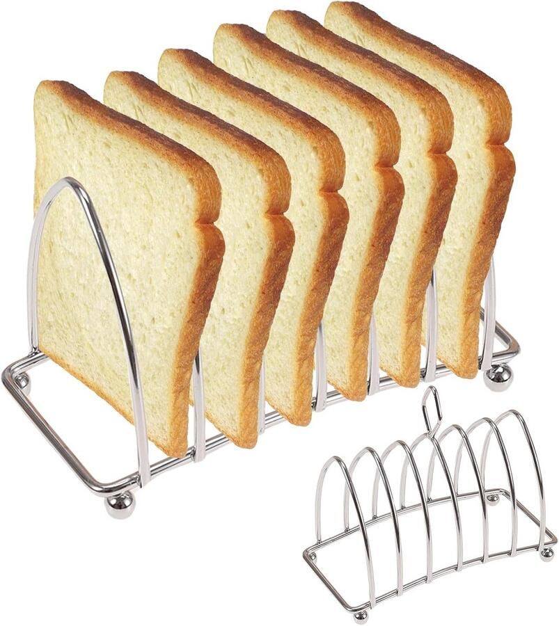 RVS Broodrooster Rek Houder voor 6 Sneetjes Zilveren Toast Standaard