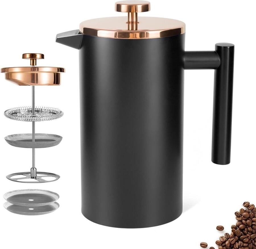 RVS Cafetière Dubbelwandig 1 5L Groot Koffiezetapparaat met Extra Filters