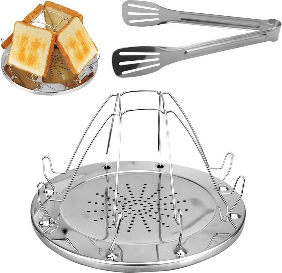 RVS Camping Broodrooster voor Gasfornuis Opvouwbaar voor Buiten & Picknick