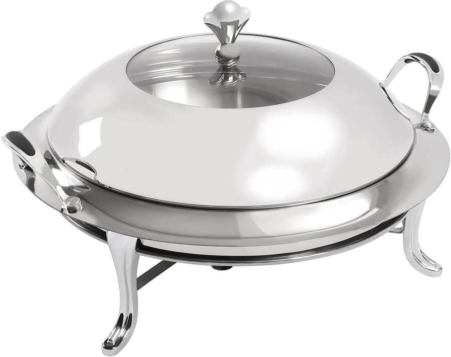 RVS Chafing Dish Soepwarmer Warmhoudbak Buffet Serveren Verdikt Roestvrij Staal 3 Liter Zilver