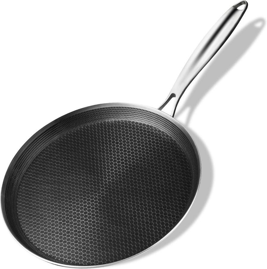 RVS Crêpepan 28 cm Kookpan met Non-Stick Coating Geschikt voor Inductie