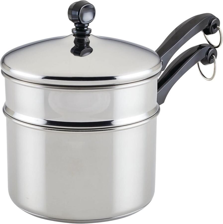 RVS Dubbele Boiler en Steelpan Set 2-Kwart voor Voorzichtig Koken