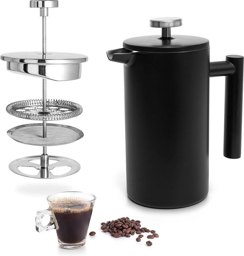 RVS Dubbelwandige French Press Koffiezetapparaat en Theefilter 770ml