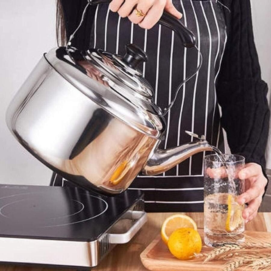 RVS Fluitketel Waterkoker Ketel Water Koken Hittebestendige Handgreep 5L Zilver