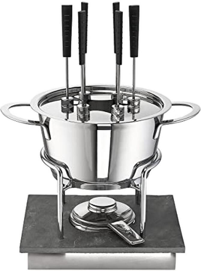 Vleesfondue Gourmet Set Gezellig Tafelen Energiebesparende Bodem 2.2 Liter Zilver