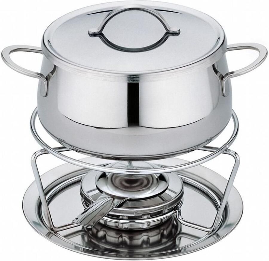 RVS Fondue Set met Spatbescherming en Pastbrander