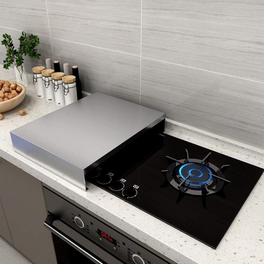 Rvs Fornuis Beschermer Kookplaat Deksel Keuken Organiseren Roestvrij Staal 30x40 cm Zilver