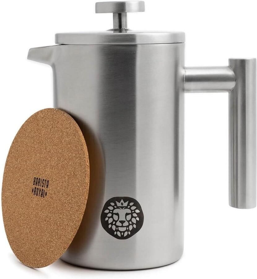 RVS French Press 1000 ml met Dubbelwandige Warmhoudfunctie Grote Koffiezetter