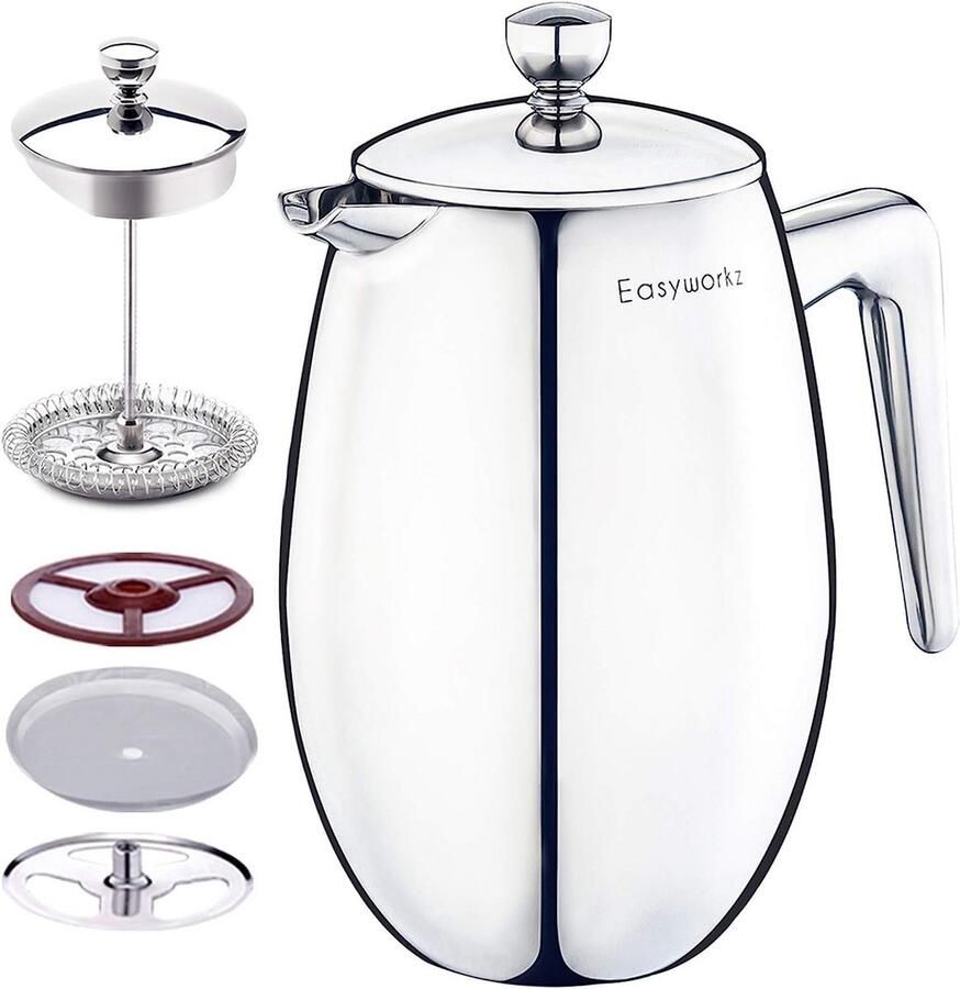 RVS French Press Dubbelwandig Geïsoleerd Koffiezetapparaat 350ml