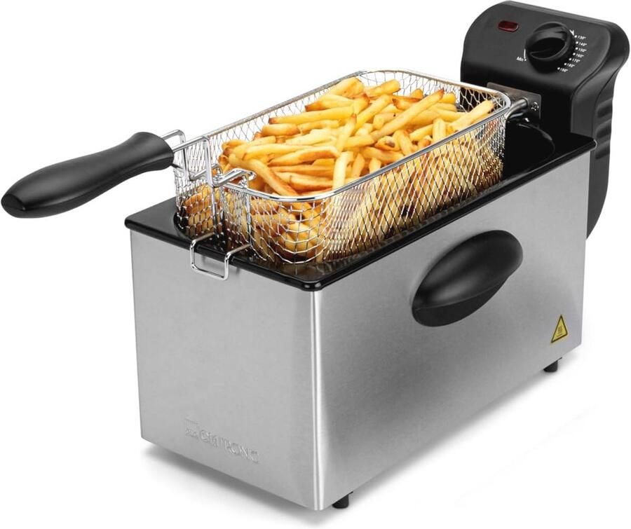 RVS Friteuse 2 5L Geurarm Frituren met Traploos Regelbare Thermostaat