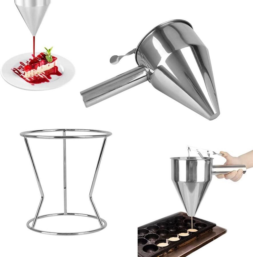 RVS Funnel voor Octopus Balls en Desserts 1.2L Pancake Batter Dispenser met Standaard