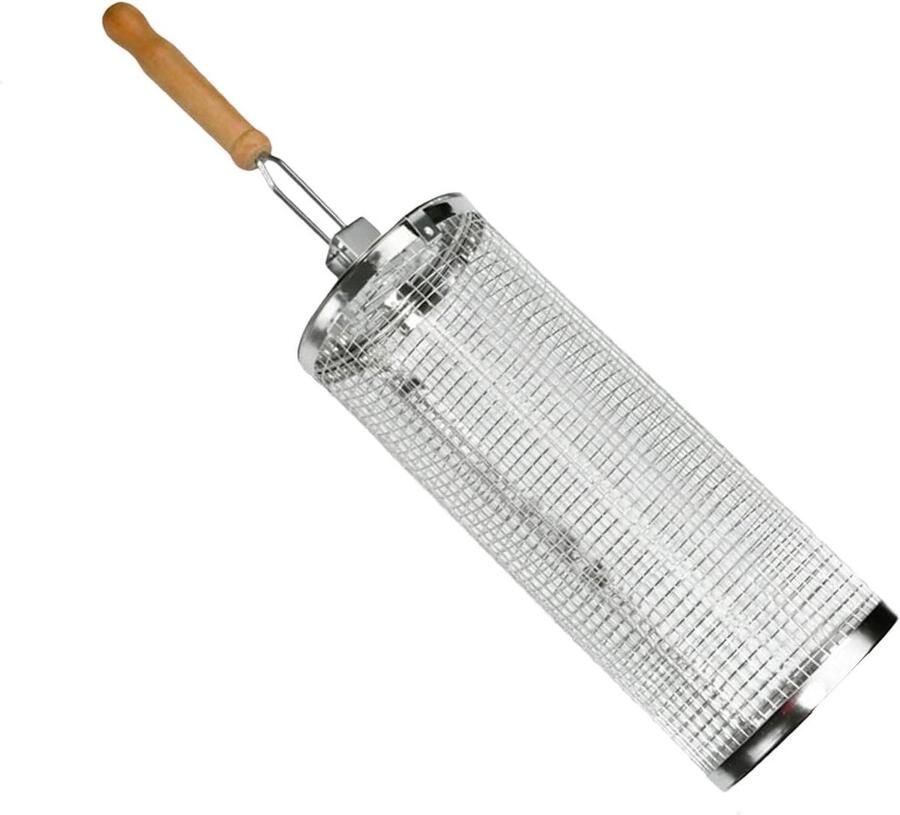 RVS Grill Kooi Grillmand Rolmand Barbecue Gerechten Hittebestendig Roestvrijstaal 14.6 x 10.6 cm Zilver