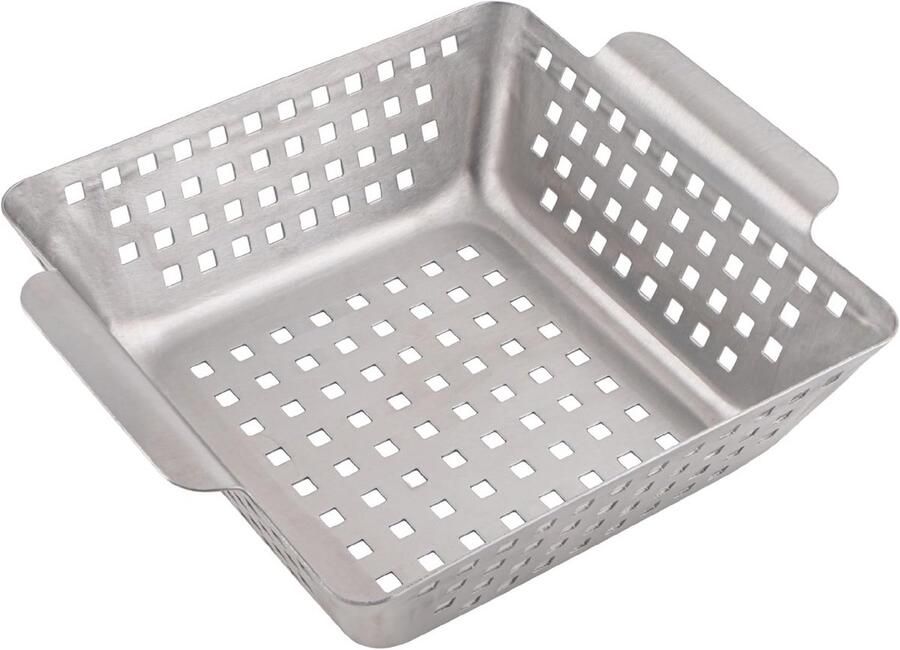 RVS Grillmand voor Groenten en Aardappelen 21 x 21 x 7 cm Grill Pan en Wok