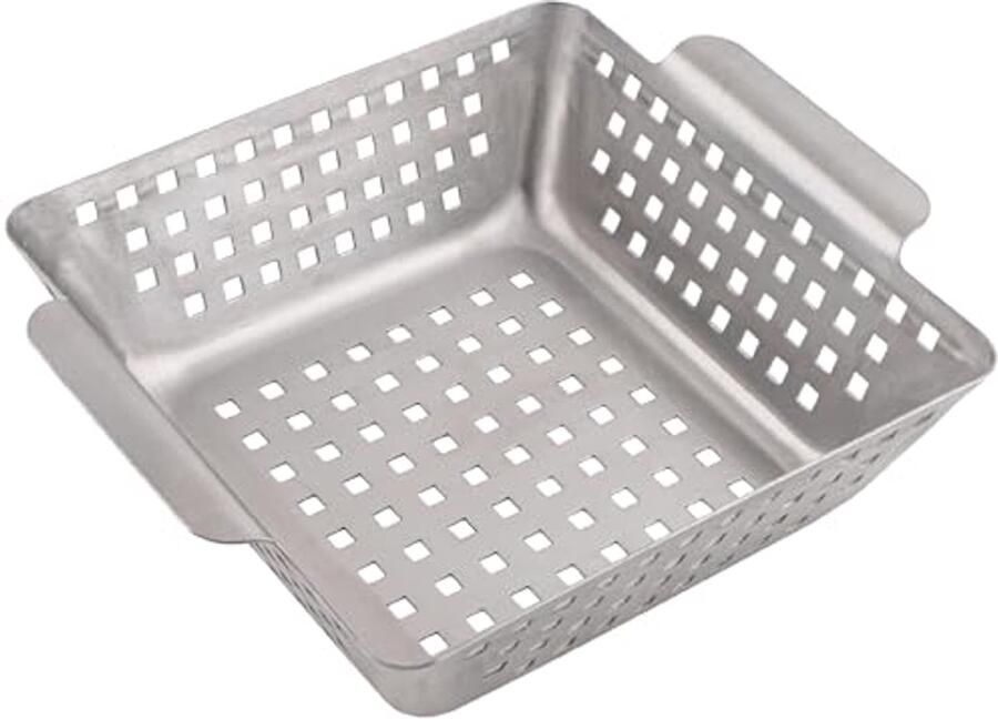 RVS Grillmand voor Groenten en Aardappelen 21 x 21 x 7 cm Grill Pan en Wok