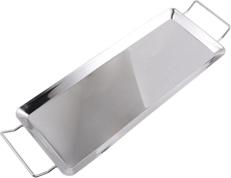 Rvs Grillpan Barbecue Bakplaat Buiten Koken Antiaanbaklaag 43.5 cm Zilver
