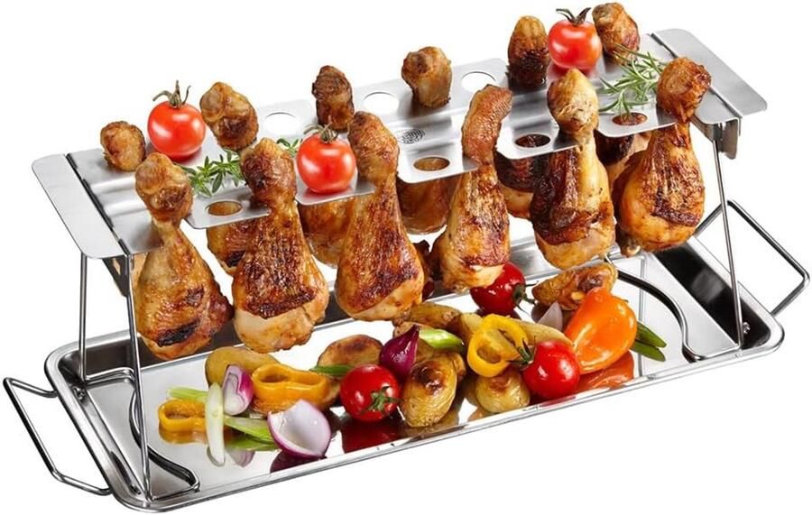 RVS Grillpan met Ventilatie voor Kip en Groenten