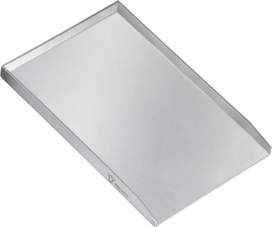RVS Grillplaat Plancha 30x45 cm Universeel voor Houtskool & Gas BBQ Grillpan met Vetafvoer