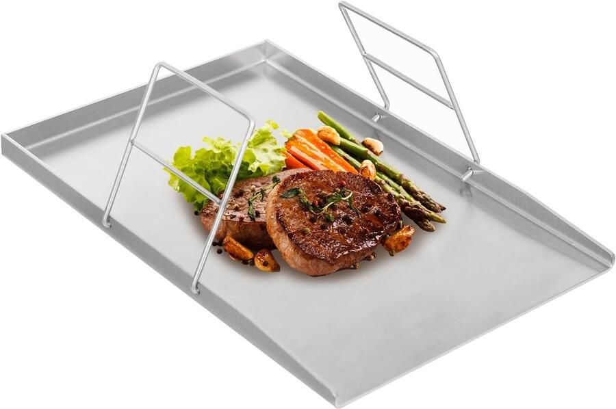 RVS Grillplaat voor Gas- en Kolenbarbecues Teppanyaki Plancha 45x30cm
