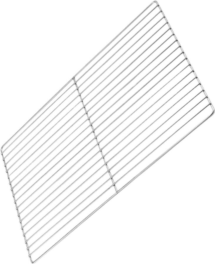 RVS Grillrooster BBQ Net Buiten Koken Gelijkmatige Warmte 45 x 30 cm Zilverkleurig