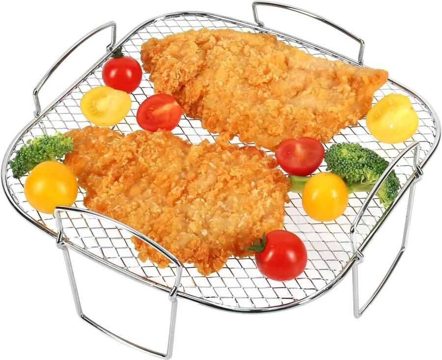 RVS Grillrooster en Droogrek voor Airfryer 304 Staal voor Fruit Vlees en Bakken