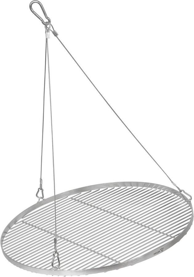 RVS Grillrooster Hangrooster Buiten Grillen Met Touwophanging Ø 70 cm Zilverkleurig