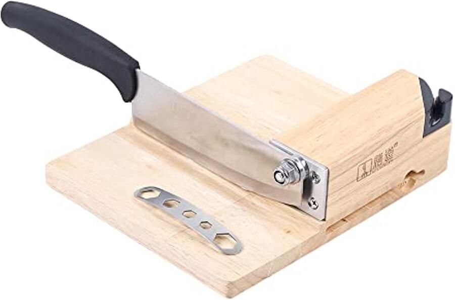 RVS Guillotinesnijder met Houten Basis – Multifunctionele Kaas- en Worstsnijder