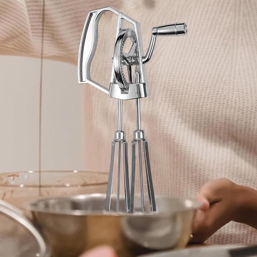 RVS Handmixer Keuken Klopper Bakken En Koken Ergonomisch Ontwerp 25.5x14 cm Zilver