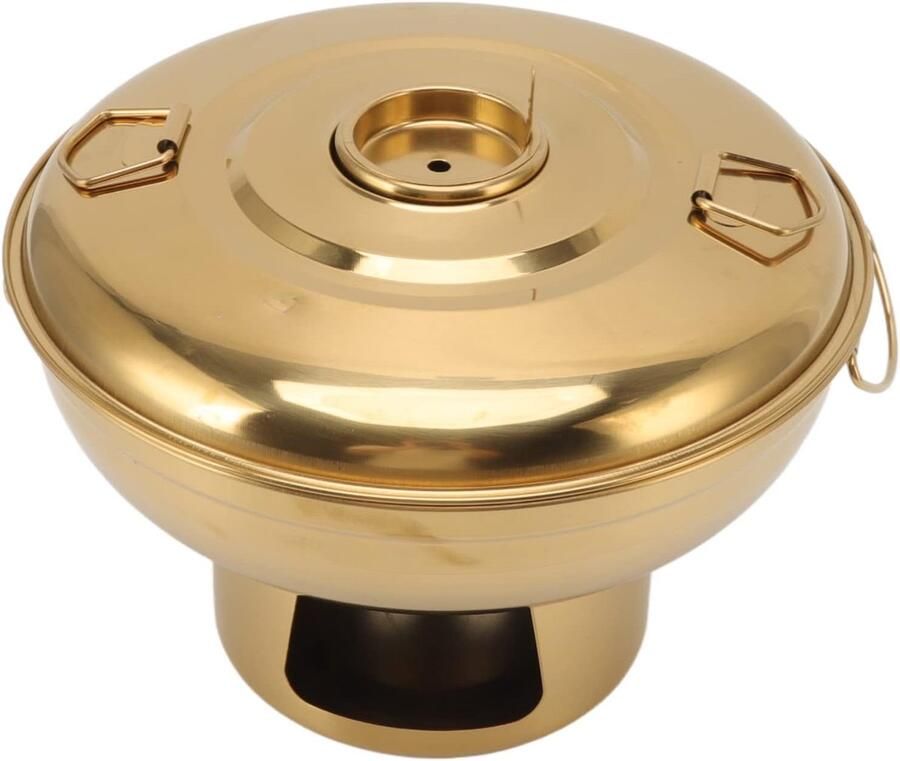 RVS Hot Pot Fondue Pan Kookpan Gezellig Tafelen Gelijkmatige Warmteverdeling 23 x 17 cm Goud