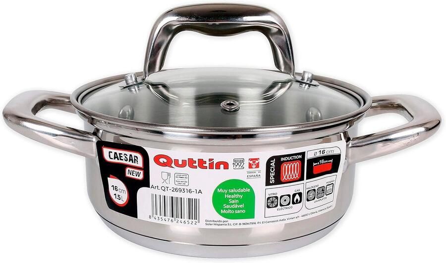 RVS Inductie Steelpan 16 cm Koken en Braden