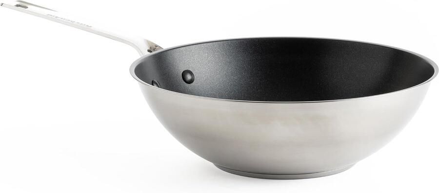 RVS Keramische Wok Antiaanbak Pan Gezond Koken PFAS-vrij Inductie 28 cm 3.6L Zilver