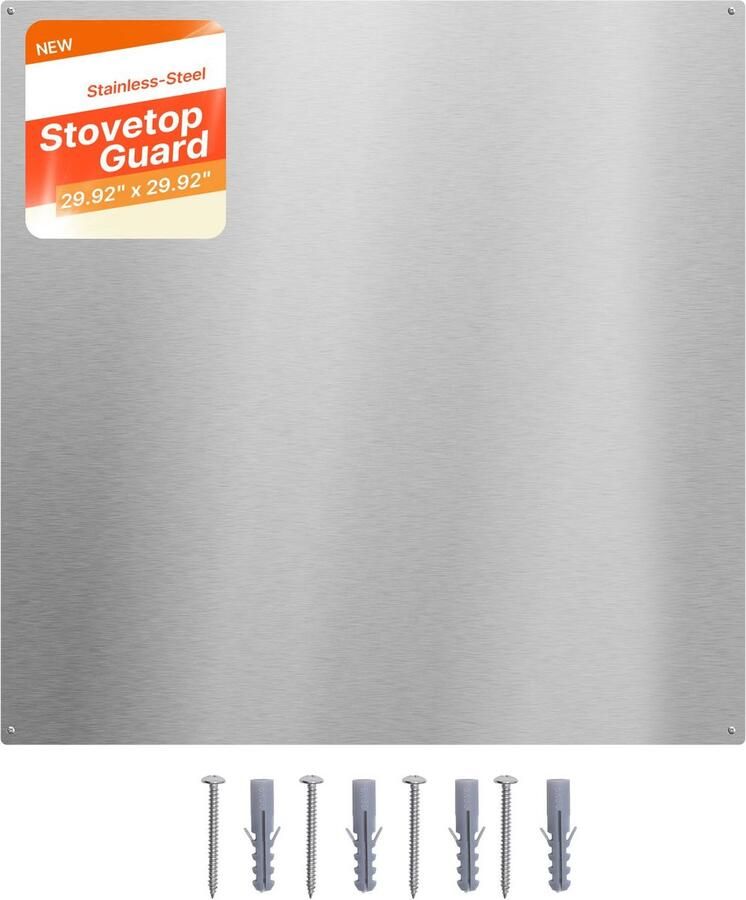 RVS Keukenachterwand Spatwand 76 x 76 cm Wandbescherming Voor Kookplaat En Afzuigkap Voorgeboorde Gaten Hittebestendig Eenvoudige Montage Zilver