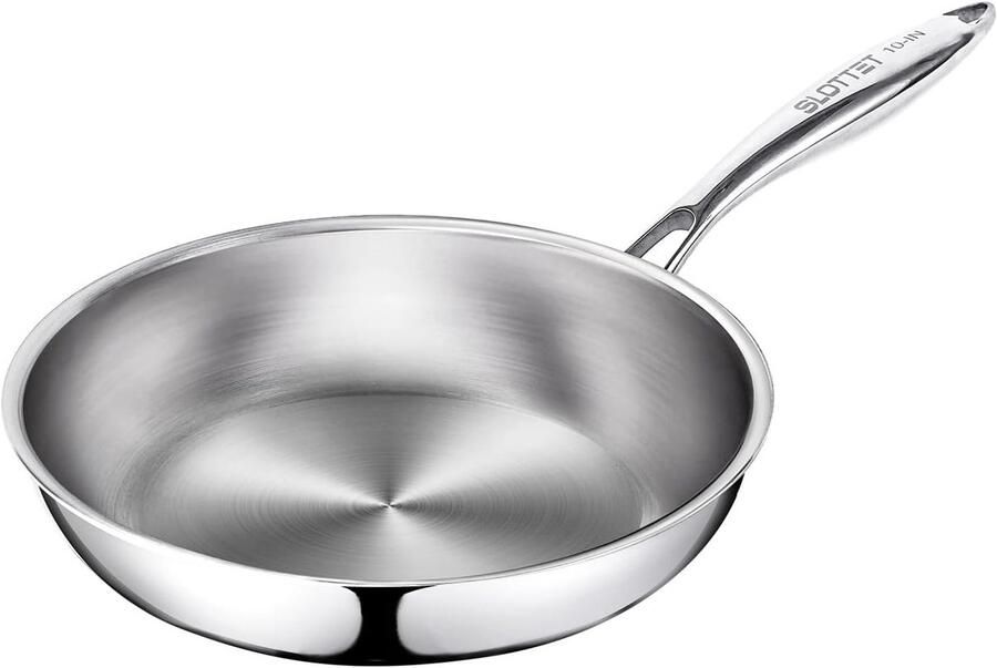RVS Koekenpan 25 cm Tri-Ply met Langer Koel Handvat Geschikt voor Inductie Oven en Vaatwasser