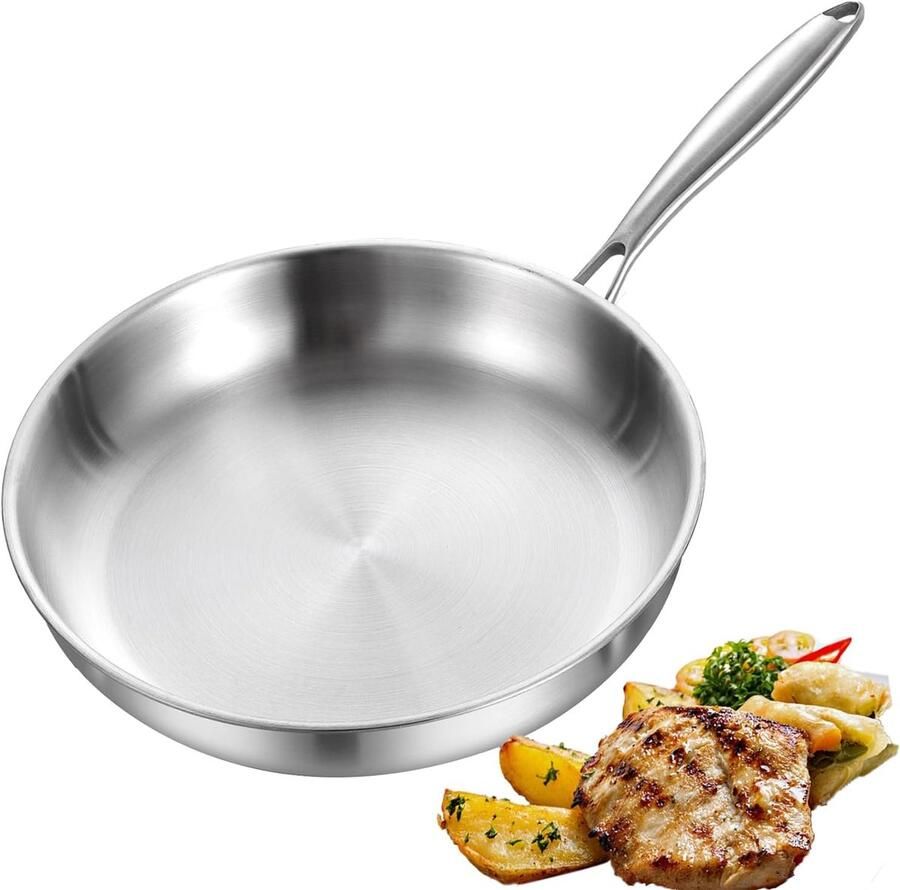 RVS Koekenpan 28 cm Inductie Hittebestendig tot Hoge Temperaturen
