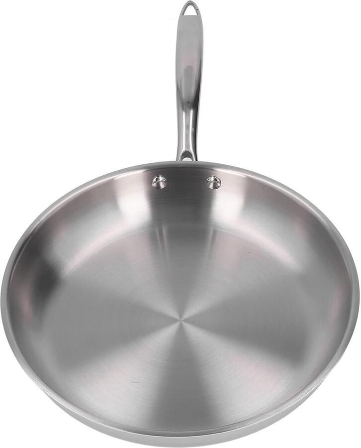 Roestvrijstalen Koekenpan Omeletpan Koekenpan Gelijkmatig Koken Drielaagse Constructie 24cm Zilver