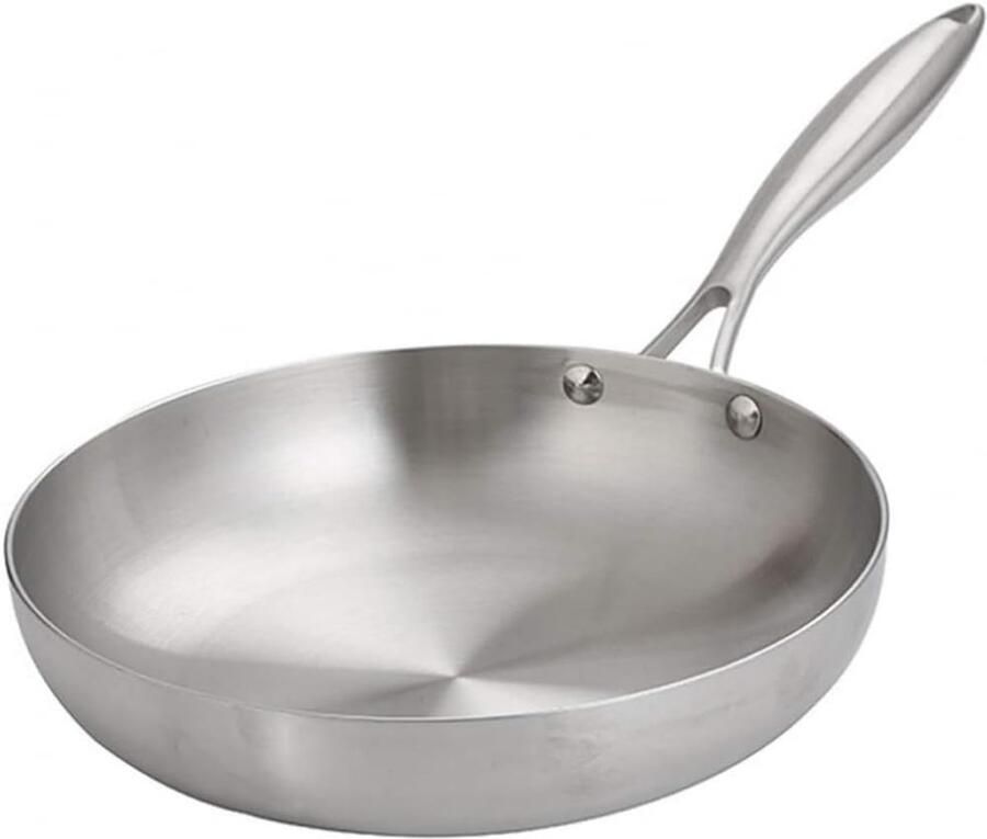 Roestvrijstalen Koekenpan Antiaanbak Kookgerei Dagelijks Koken Inductie Compatibel 28cm Diameter Zilver