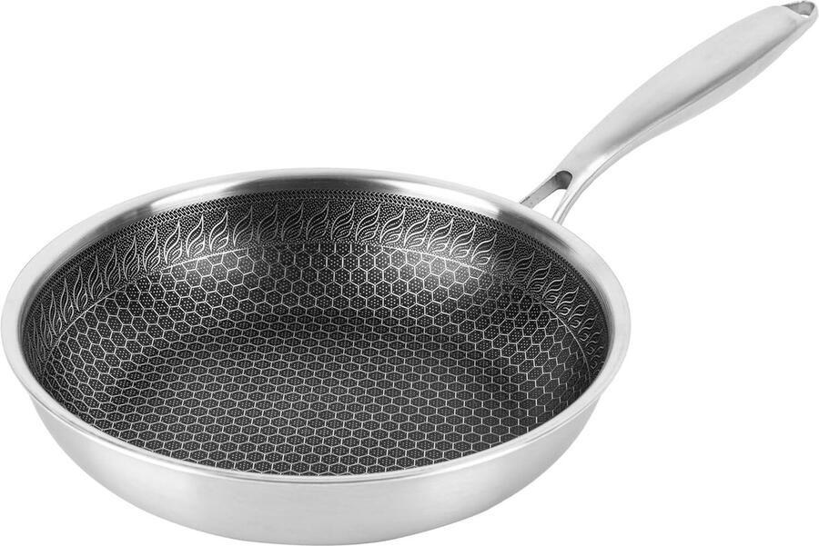 RVS Koekenpan Antiaanbak Pan Gelijkmatige Warmte Honingraat Structuur 28 cm