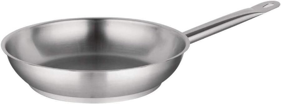 RVS Koekenpan Chefpan Inductie Professioneel Koken Koelblijvende Greep 28cm Diameter Zilver