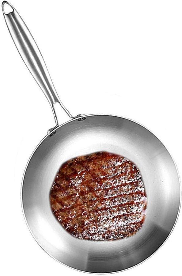 RVS Koekenpan Drielaags Staal Steaks Bakken Gelijkmatige Warmte 22 28 cm Zilverkleurig