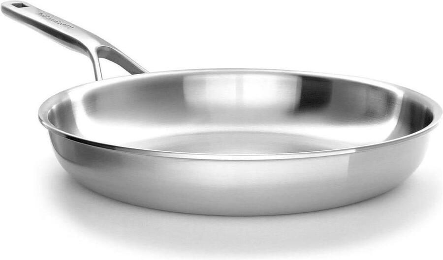 RVS Koekenpan Gietpan Steelpan Gelijkmatig Koken Druppelvrij Gieten 28 cm Zilver