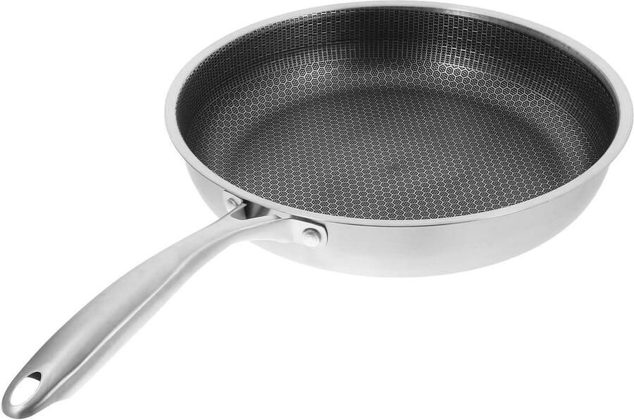 RVS Koekenpan Honingraat Pan Eieren Bakken Antiaanbaklaag 30 cm Zilverkleurig