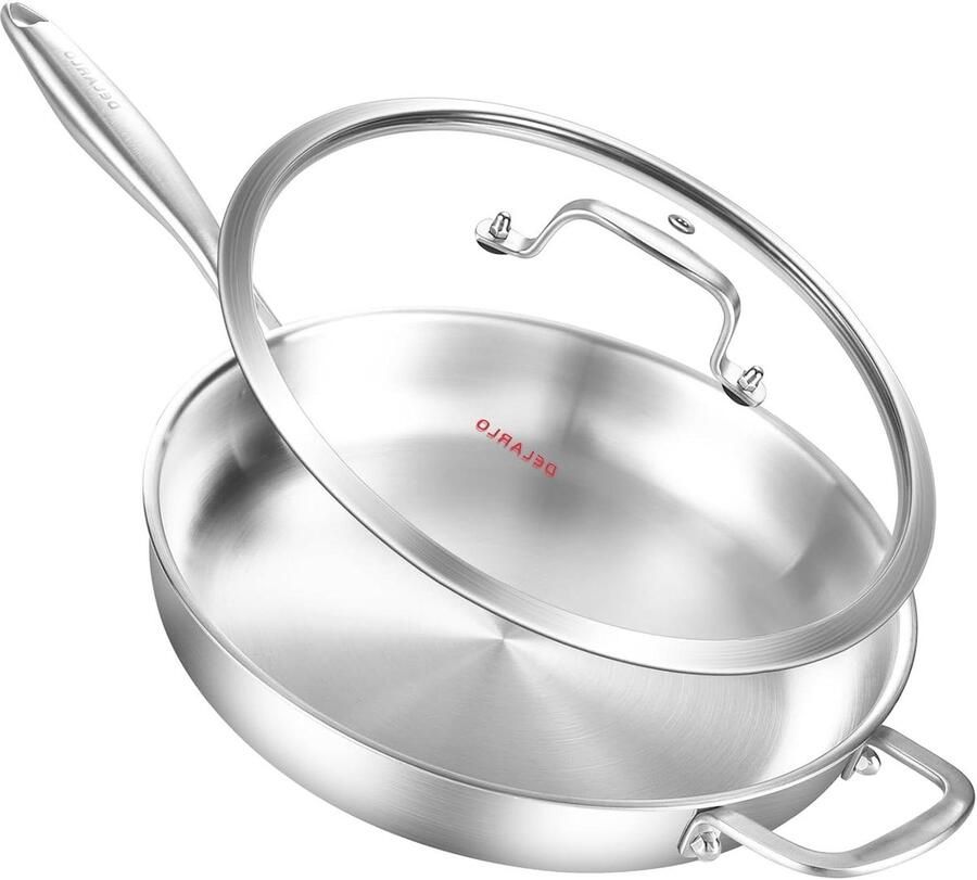 RVS Koekenpan Keuken Chef's pan Koken en Braden Tri-Ply Constructie 12 Inch Zilver