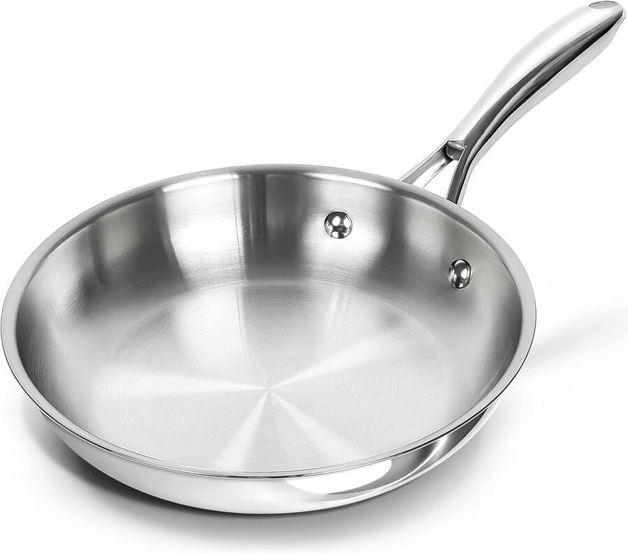 RVS Koekenpan Koekepan Bakplaat Dagelijks Koken Duurzaam Materiaal 26cm Diameter Zilverkleurig
