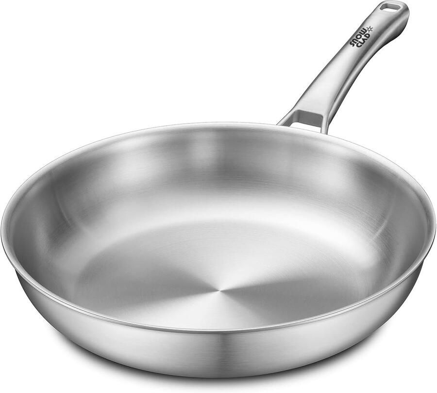 RVS Koekenpan Universele Pan Veelzijdig Koken Tri-Ply Materiaal 28 cm Zilverkleurig