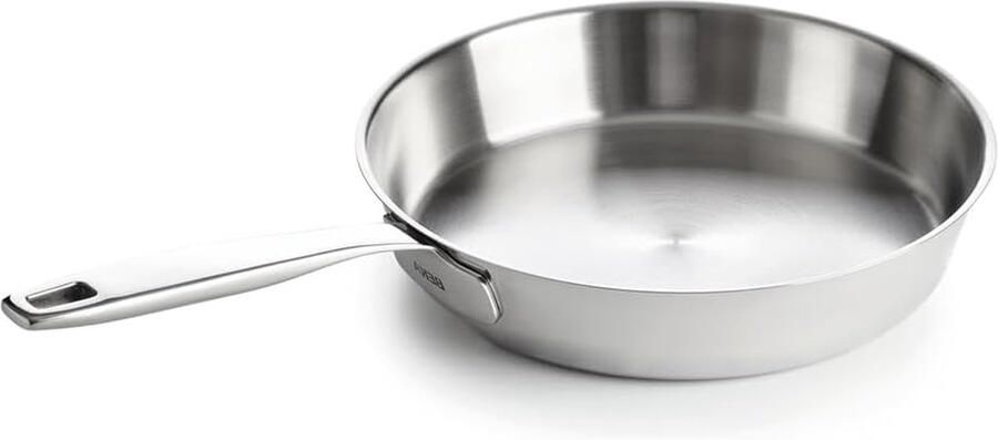 Rvs Koekenpan Zonder Anti-aanbaklaag Vlees Braden 5-Laags Constructie 20 cm Zilver