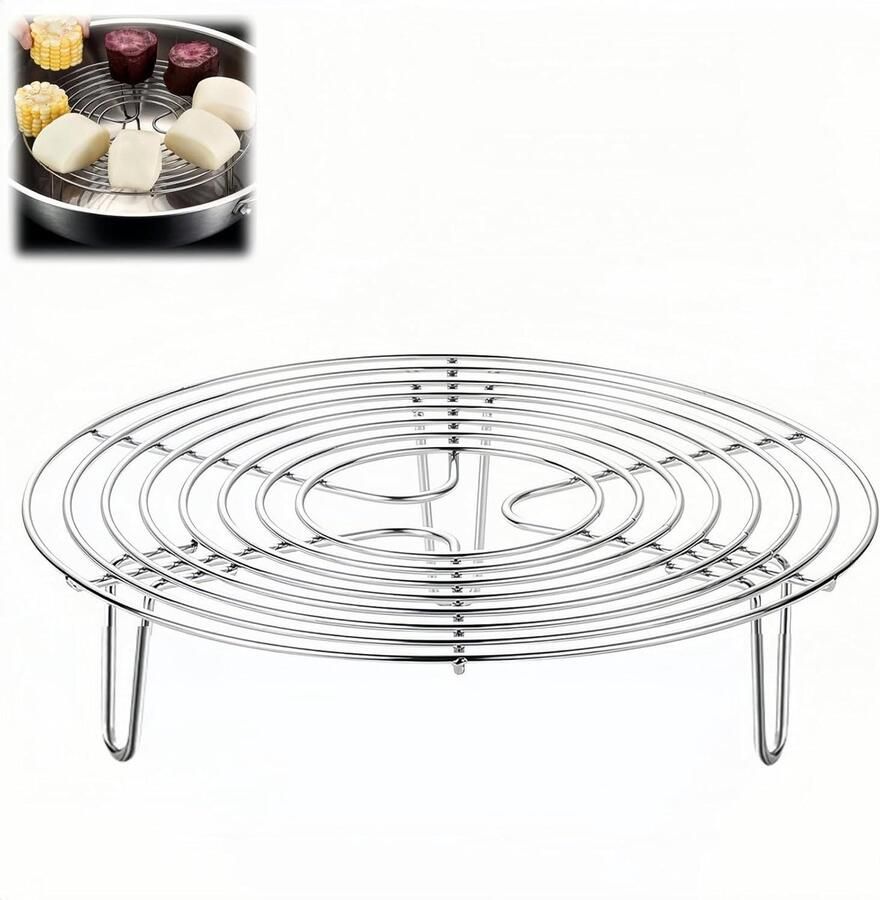 RVS Koelrek Stoomrek Bakrek Koken Bakken Gladde Afwerking 22 cm Zilverkleurig