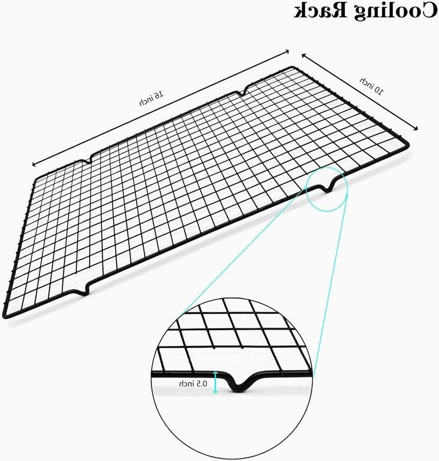 Stainless Steel Koelrek voor Bakken 2 Stuks Ideaal voor Taart Koekjes en Vlees Geschikt voor Oven en Grill 16 x 44.5 cm