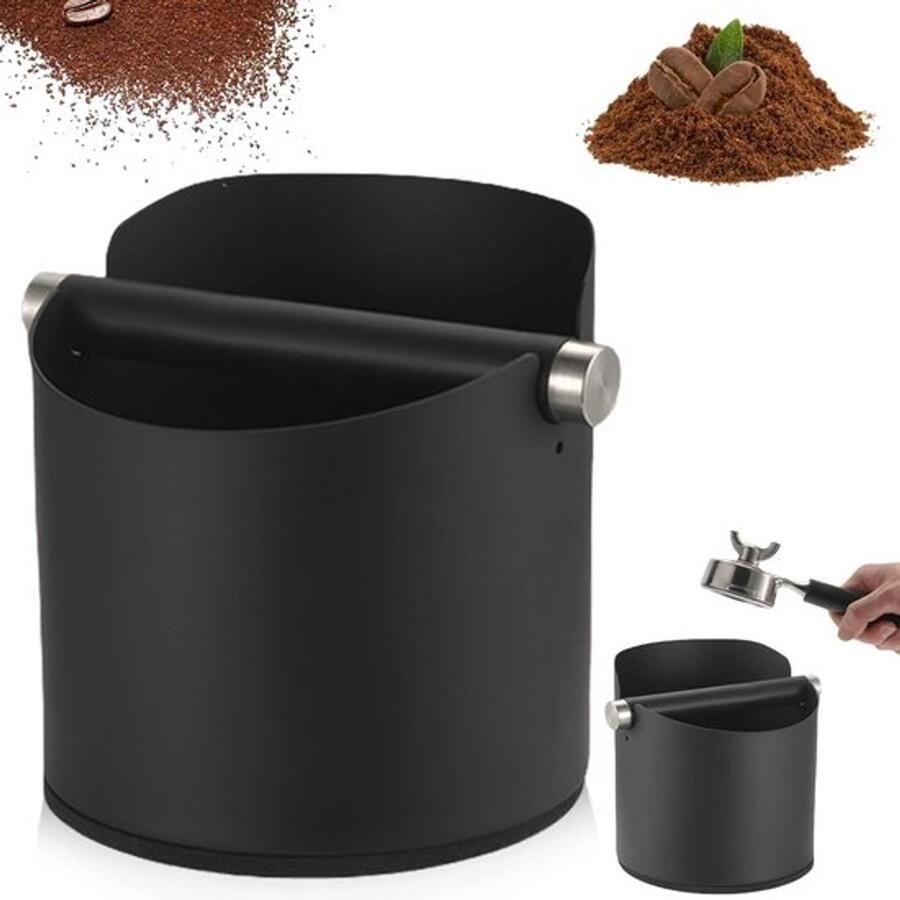 RVS koffiefilterhouder met klopfunctie 600 ml voor eenvoudig verwijderen van natte koffiedik geschikt voor espressomachines en filterkoffie